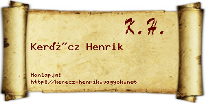 Kerécz Henrik névjegykártya